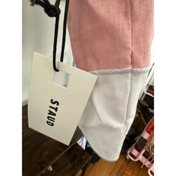 STAUD Mika Linen Top Faded Blush White M - Picture 4 of 5